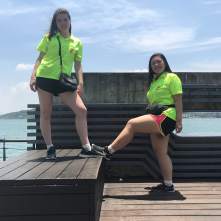 Showing off our matching socks at Tamsui